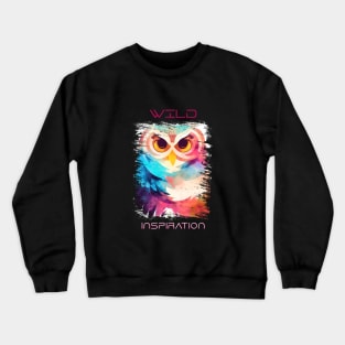 Owl Bird Wild Nature Animal Colors Art Painting Crewneck Sweatshirt